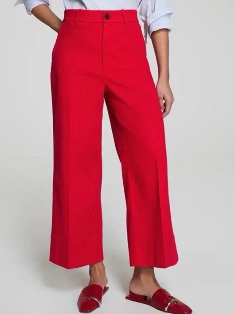 SPANX Supersmooth Cropped Wide Leg Pant in Red